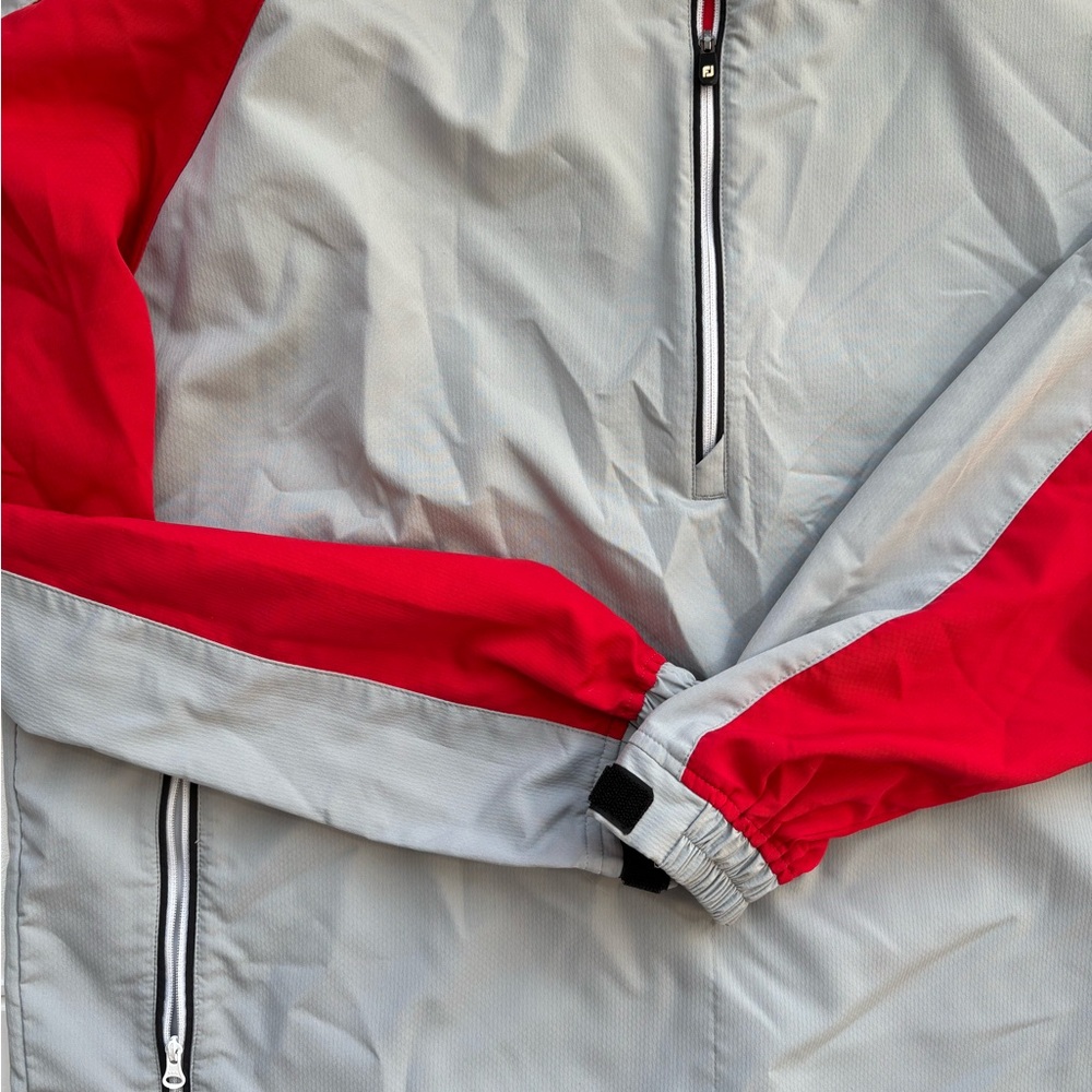 Footjoy Men’s 1/4 Zip Pullover Golf Jacket Gray/Red Size Large - Picture 2 of 7